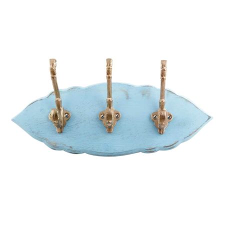 Turquoise Golden Small Wall Wooden Iron Hooks